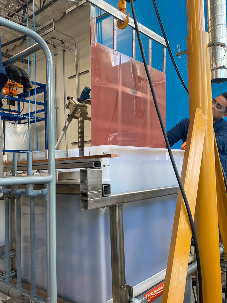 Copper being recovered from recycled lithium ion batteries